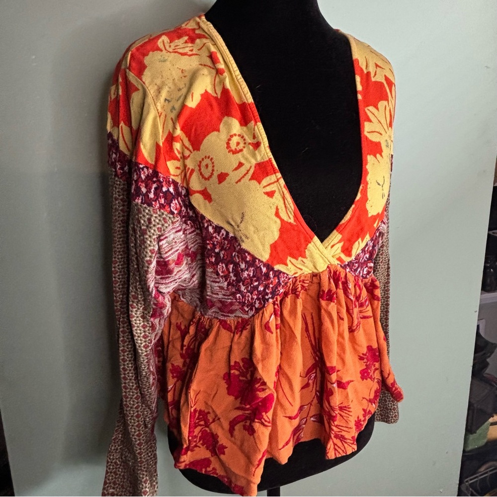Free People Floral Patchwork Blouse - image 3